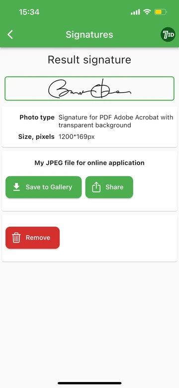7ID App: Získejte výsledný obrázek e-podpisu během několika sekund