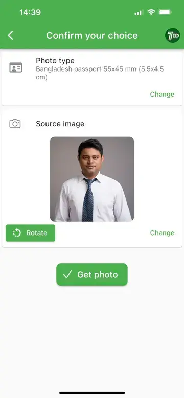 7ID App: Bangladeshi Passport Photo Size