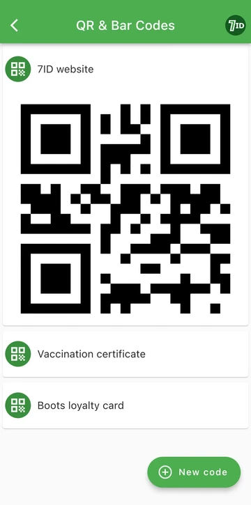 Aplicativo 7ID: armazene seus códigos QR em um só lugar