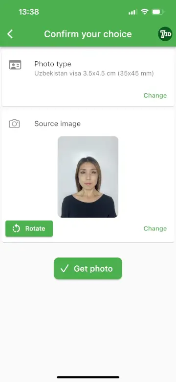 7ID ilovasi: Uzbekistan Visa Photo Size Editor