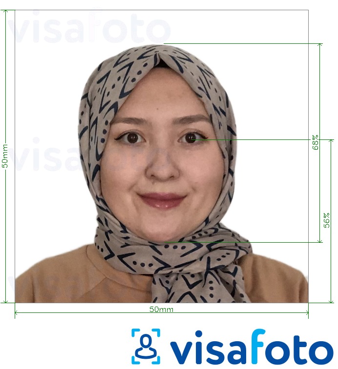 Афганистаны паспорт 5x5 см (50x50 мм) Болоцоот зургийн жишээ