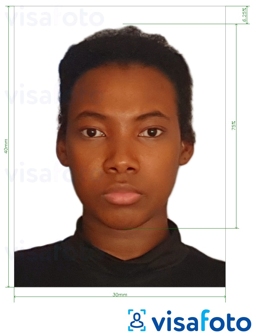 Ботсваны паспорт 3x4 см (30x40 мм) Болоцоот зургийн жишээ