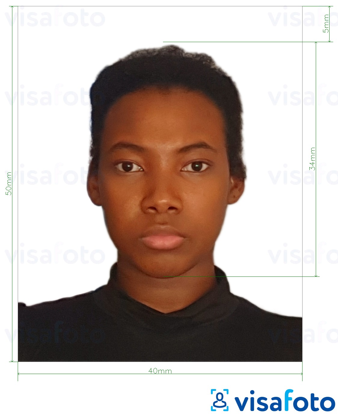 Камерун паспорт 4x5 см (40x50 мм) Болоцоот зургийн жишээ