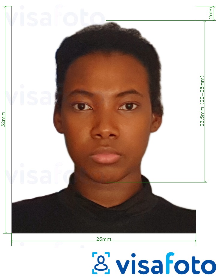 Гайана паспорт 32x26 мм (1.26x1.02 инч) Болоцоот зургийн жишээ