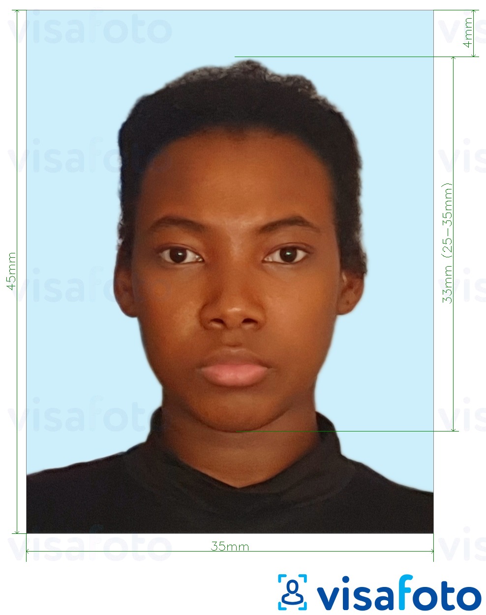 Ямайкийн паспорт 35х45 мм цайвар цэнхэр дэвсгэр Болоцоот зургийн жишээ