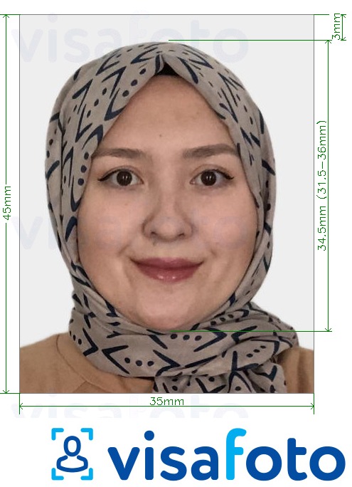Казахстаны паспорт 35x45 мм (3.5x4.5 см) Болоцоот зургийн жишээ