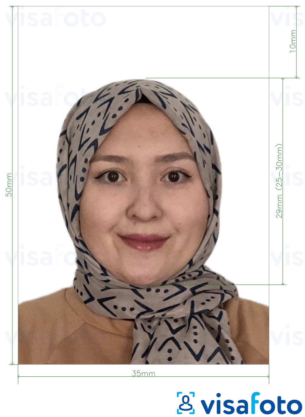 Малайзын паспорт 35x50 мм цагаан дэвсгэртэй Болоцоот зургийн жишээ