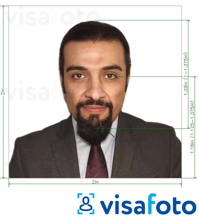 Сирийн гадаад паспорт 2x2 инч (5x5 см, 51x51 мм) Болоцоот зургийн жишээ